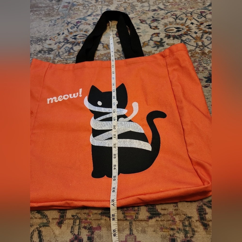 Source Unknown Orange Cat Tote with Black Handles - Picture 4 of 5